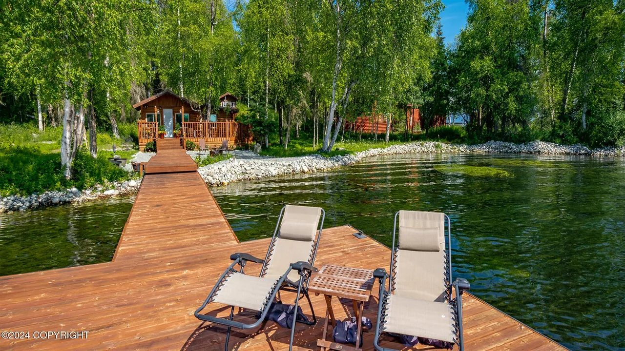 View from the dock back at the cabins