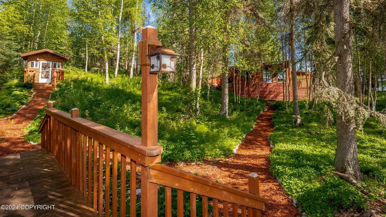 Guest cabins across the grounds