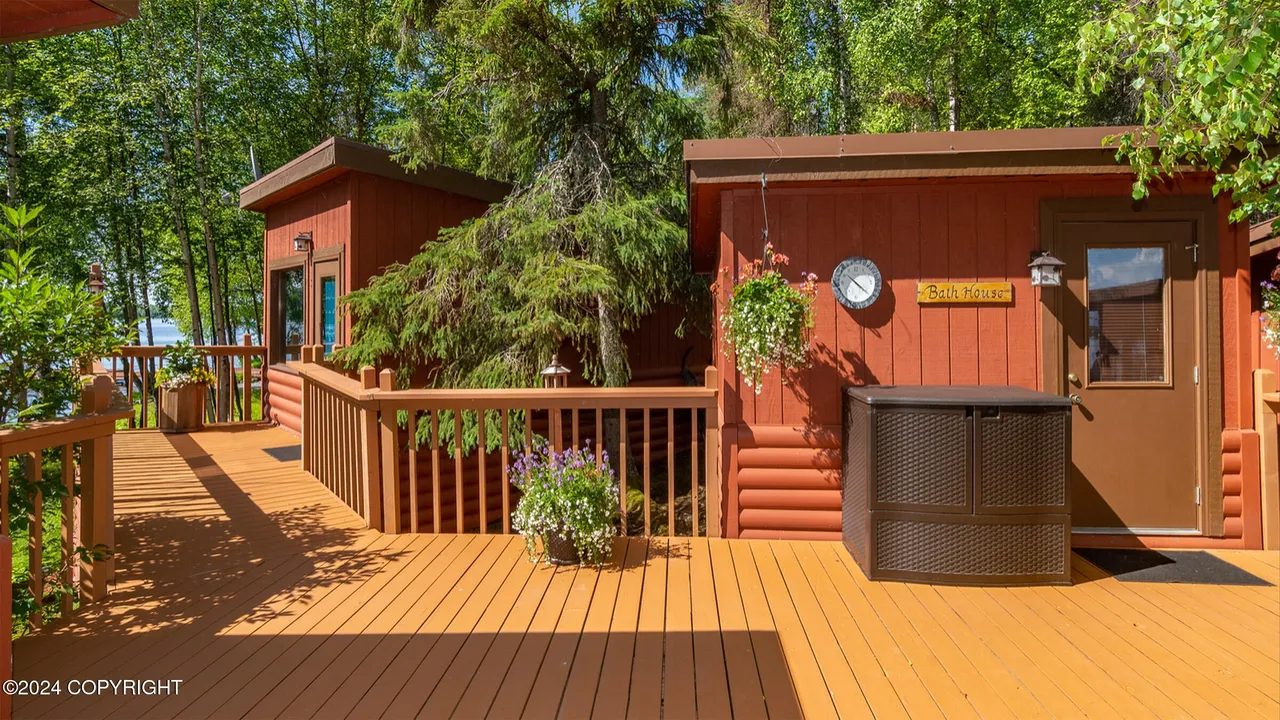 Bath house exterior with deck access